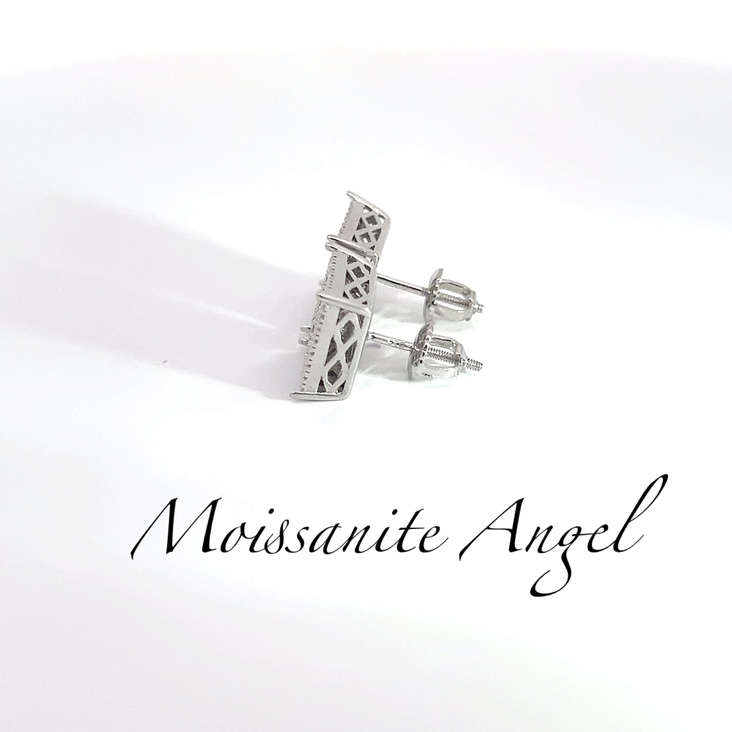 Moissanite square cluster earrings