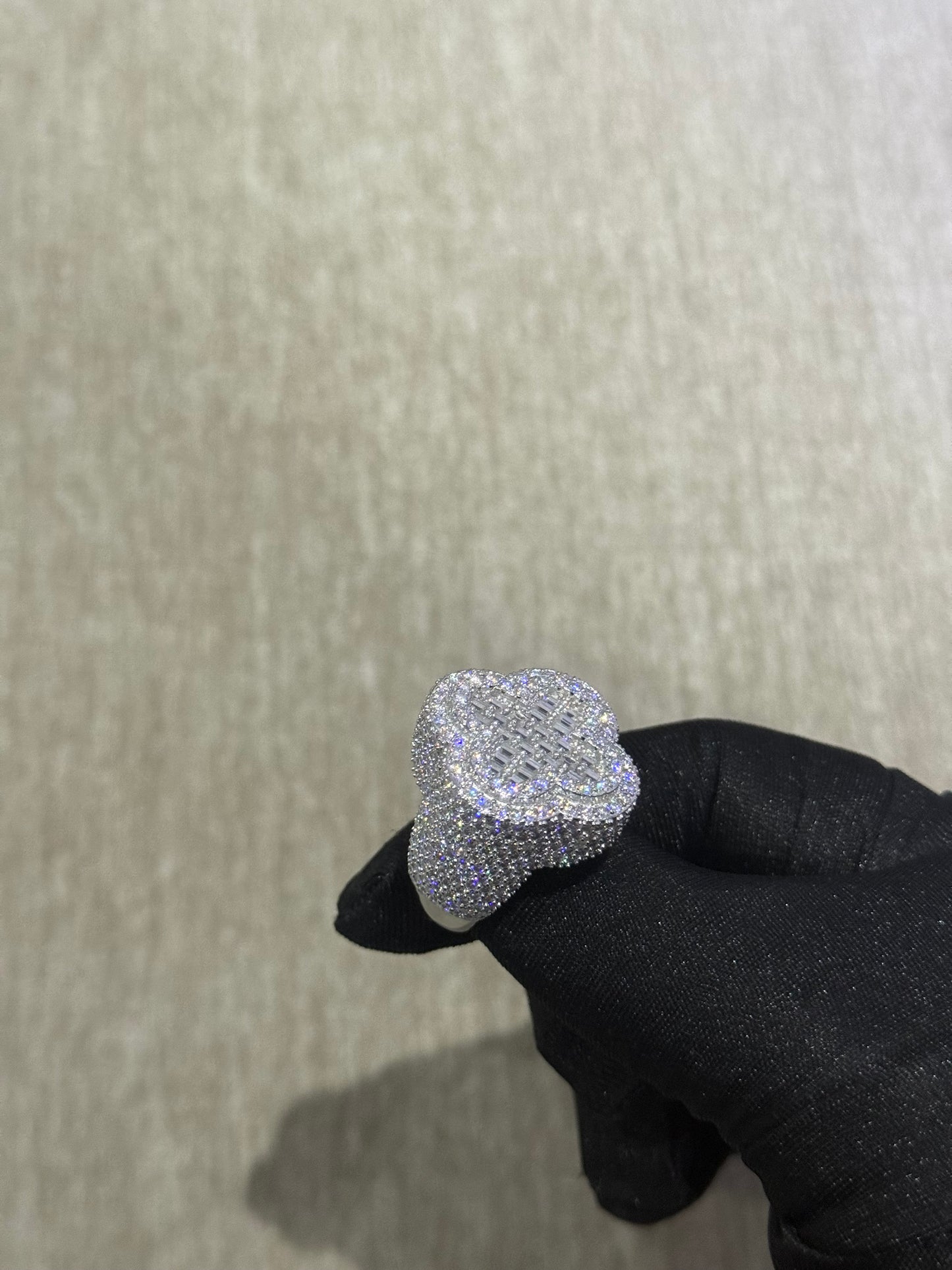 100 % Authentic Moissanite ring clover style 925 silver size 10