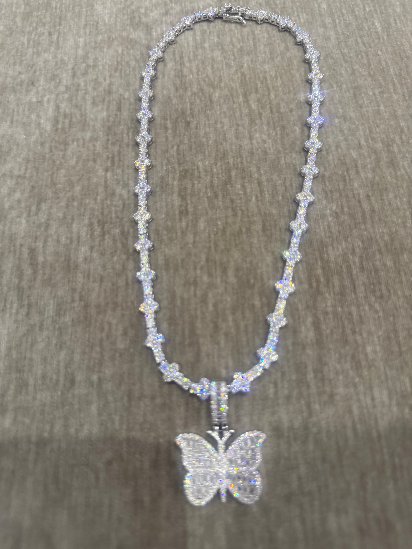 The Butterfly Moissanite tennis chain pendant Combo