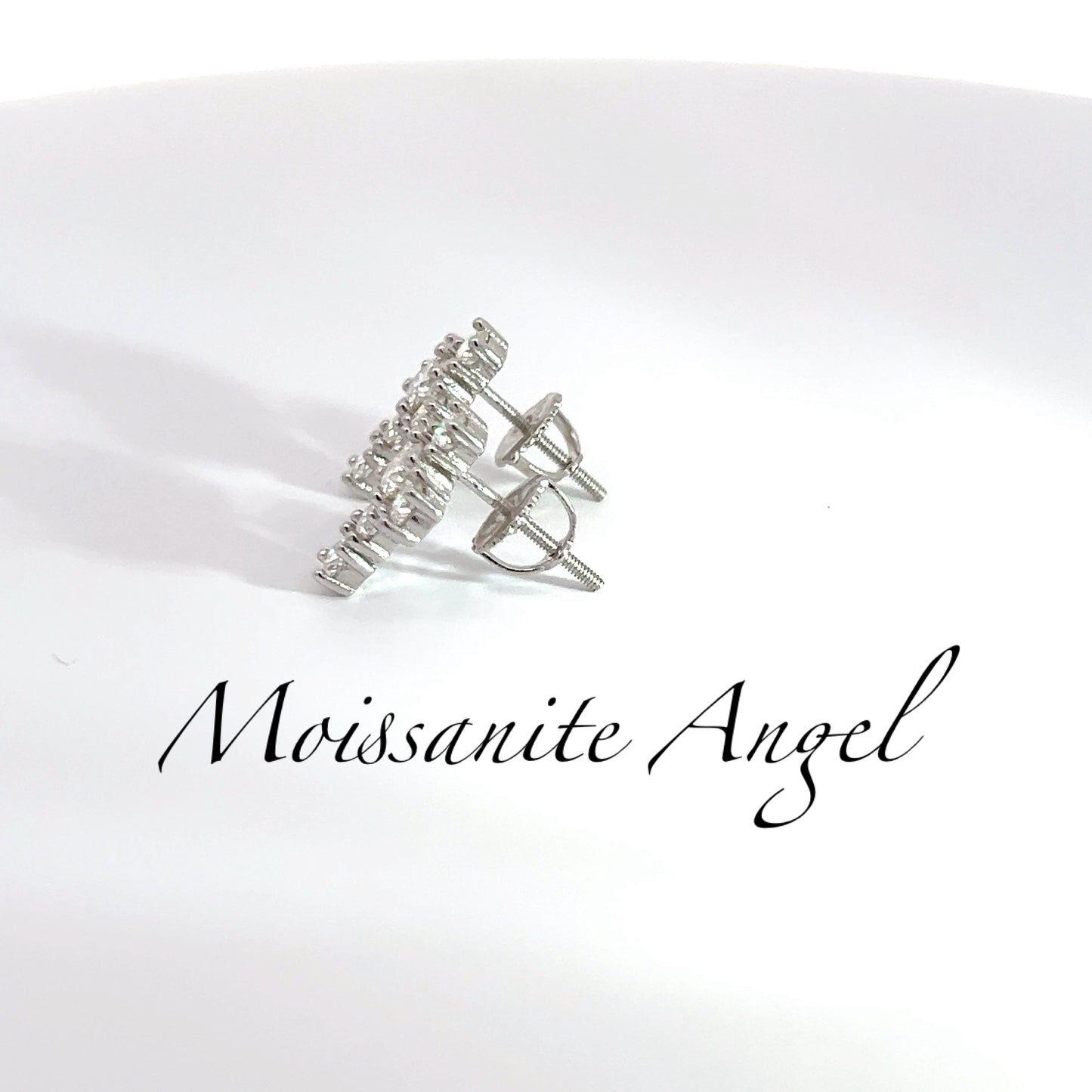 Moissanite earrings cross studs brilliant cut