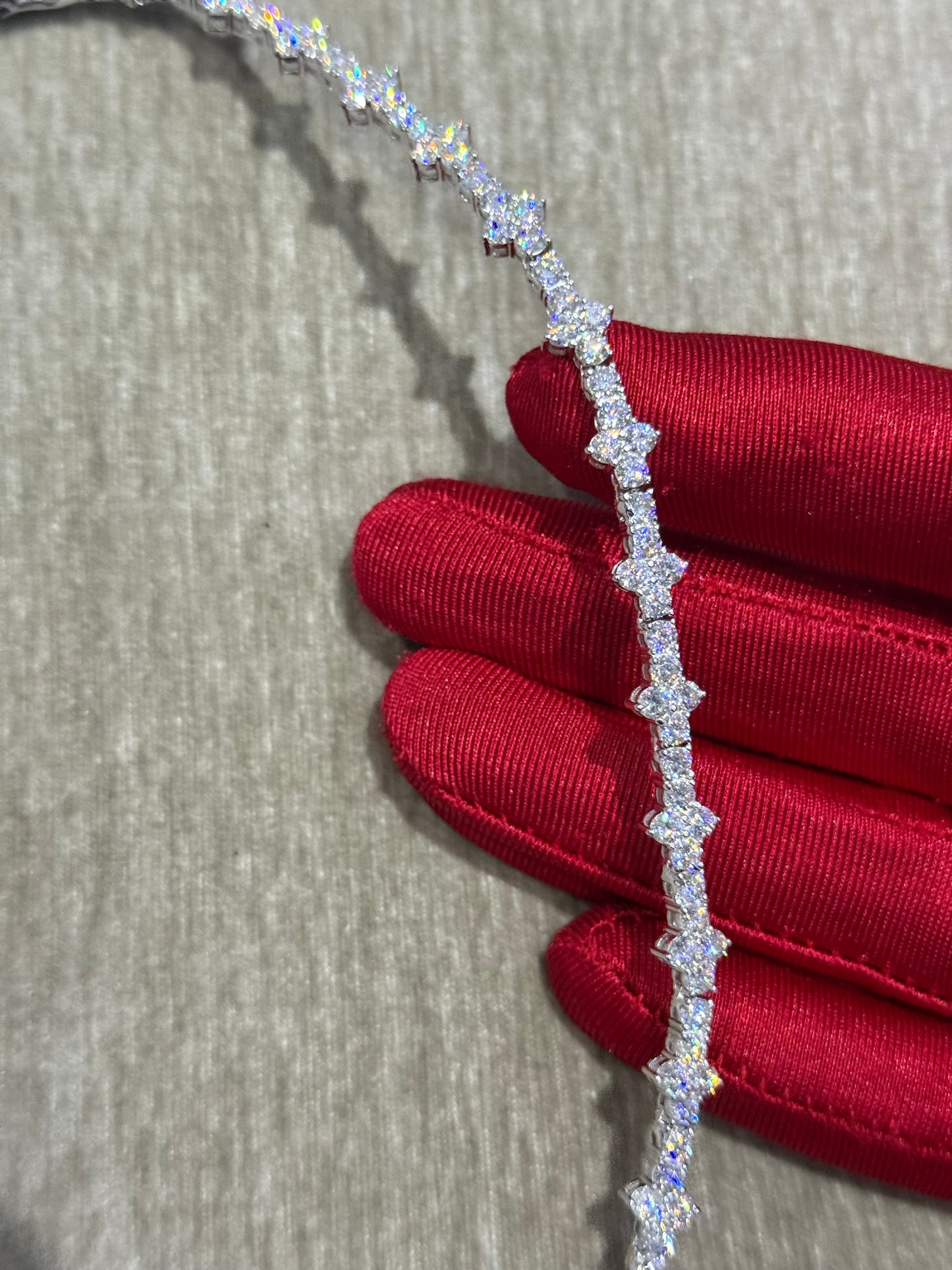 24 inch Moissanite Tennis chain top tier vvs1 quality 100 % authentic 925 silver.