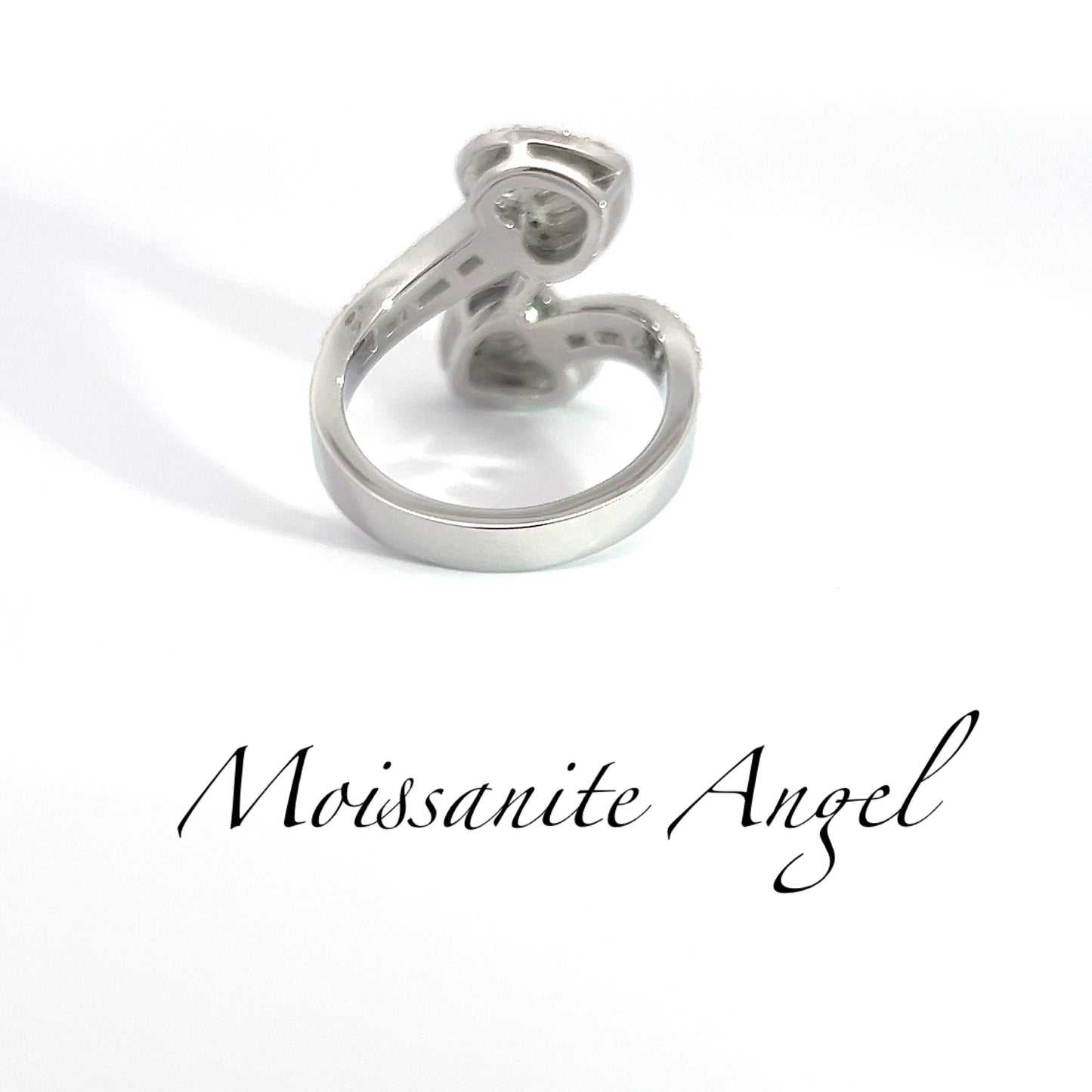 Moissanite fancy double heart ring