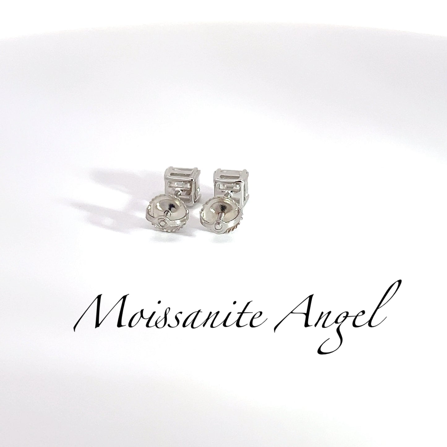 Moissanite Earrings Asscher Cut  studs 2 CTW