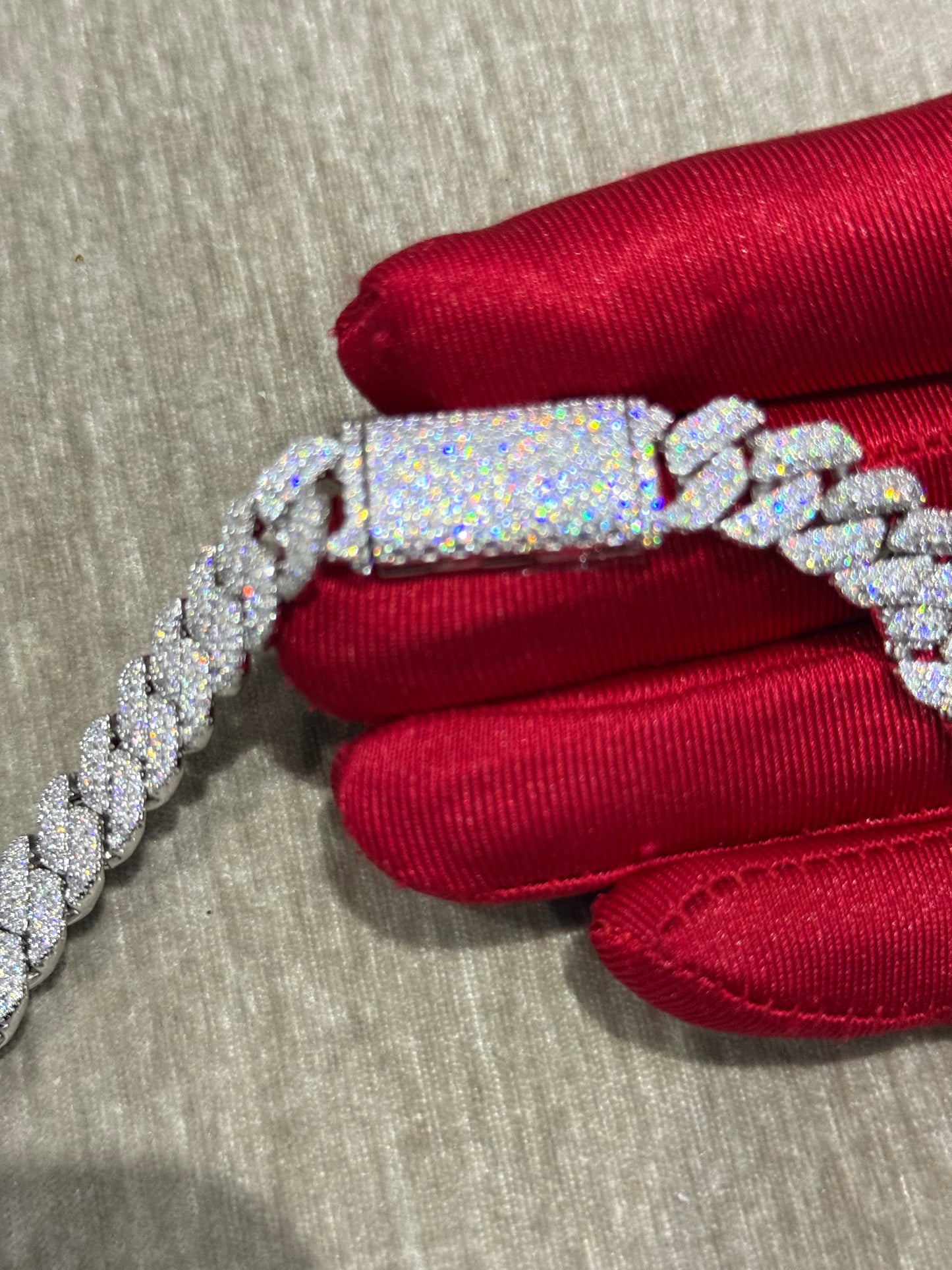 10mm Moissanite Tight link chain 20 inch VVS1 top tier stone quality 925 silver Moissanite link chain.