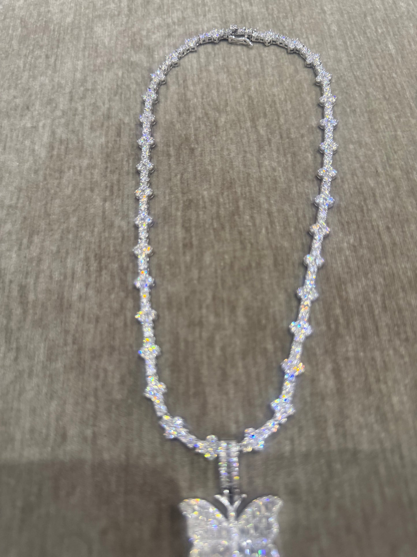 The Butterfly Moissanite tennis chain pendant Combo