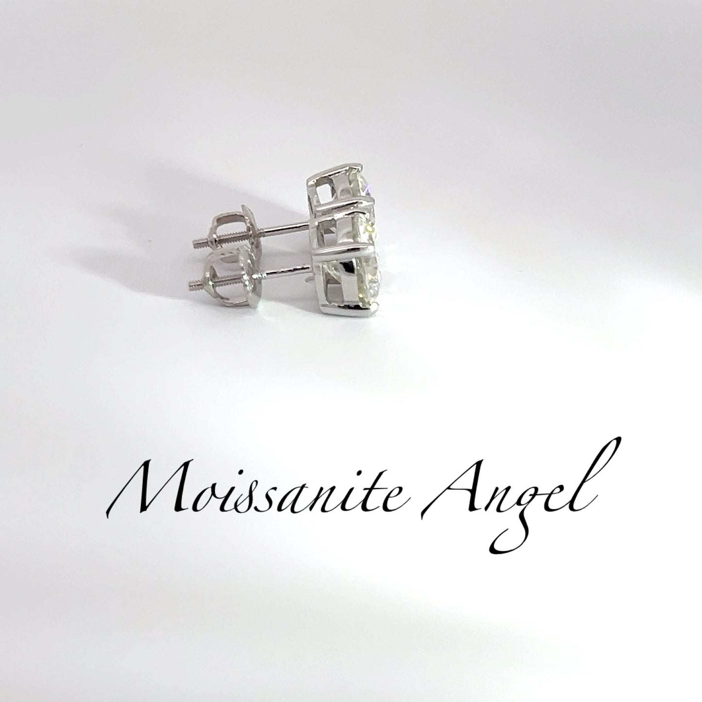 Moissanite earrings studs 4 CTW brilliant cut round 8mm