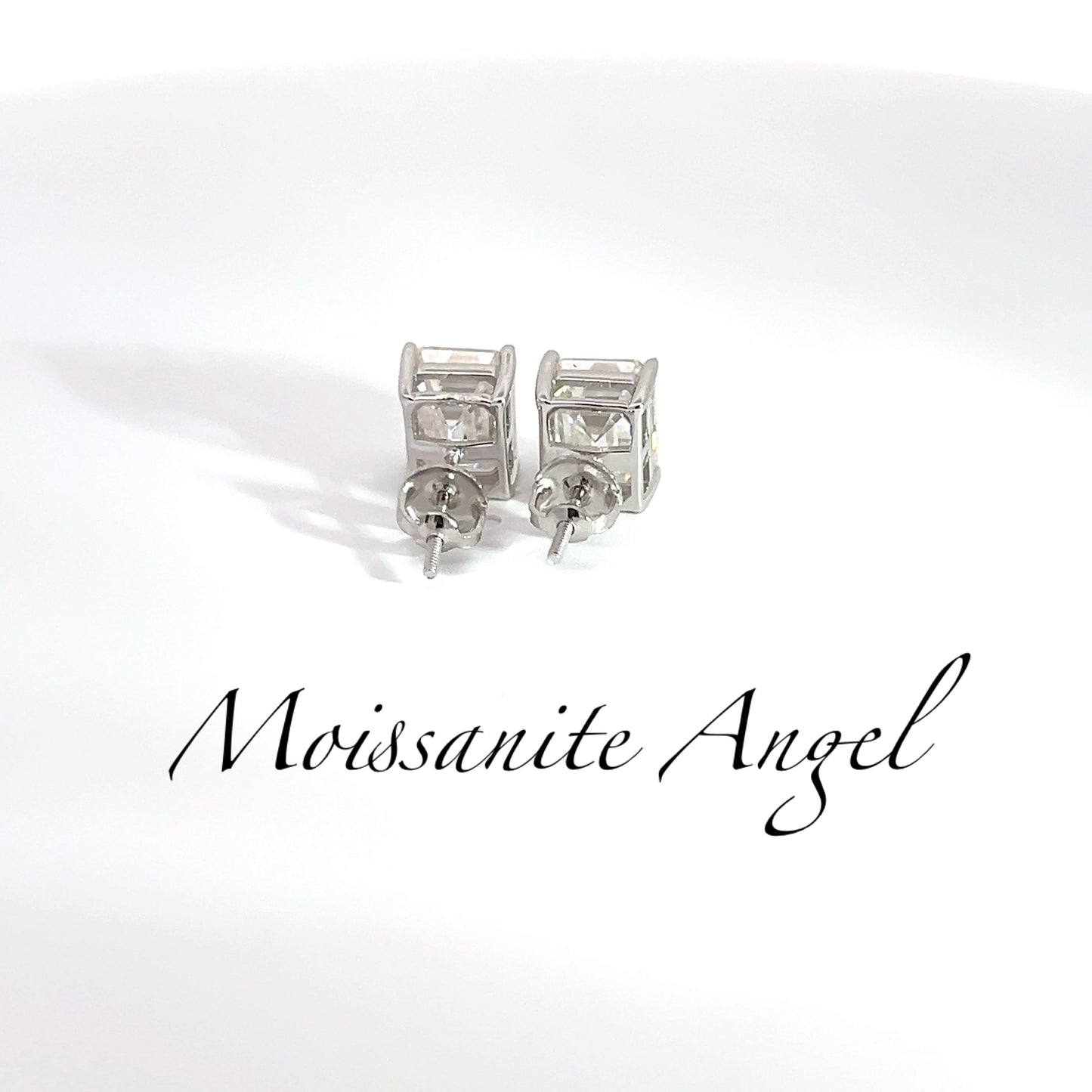 Moissanite Emerald cut stud earrings