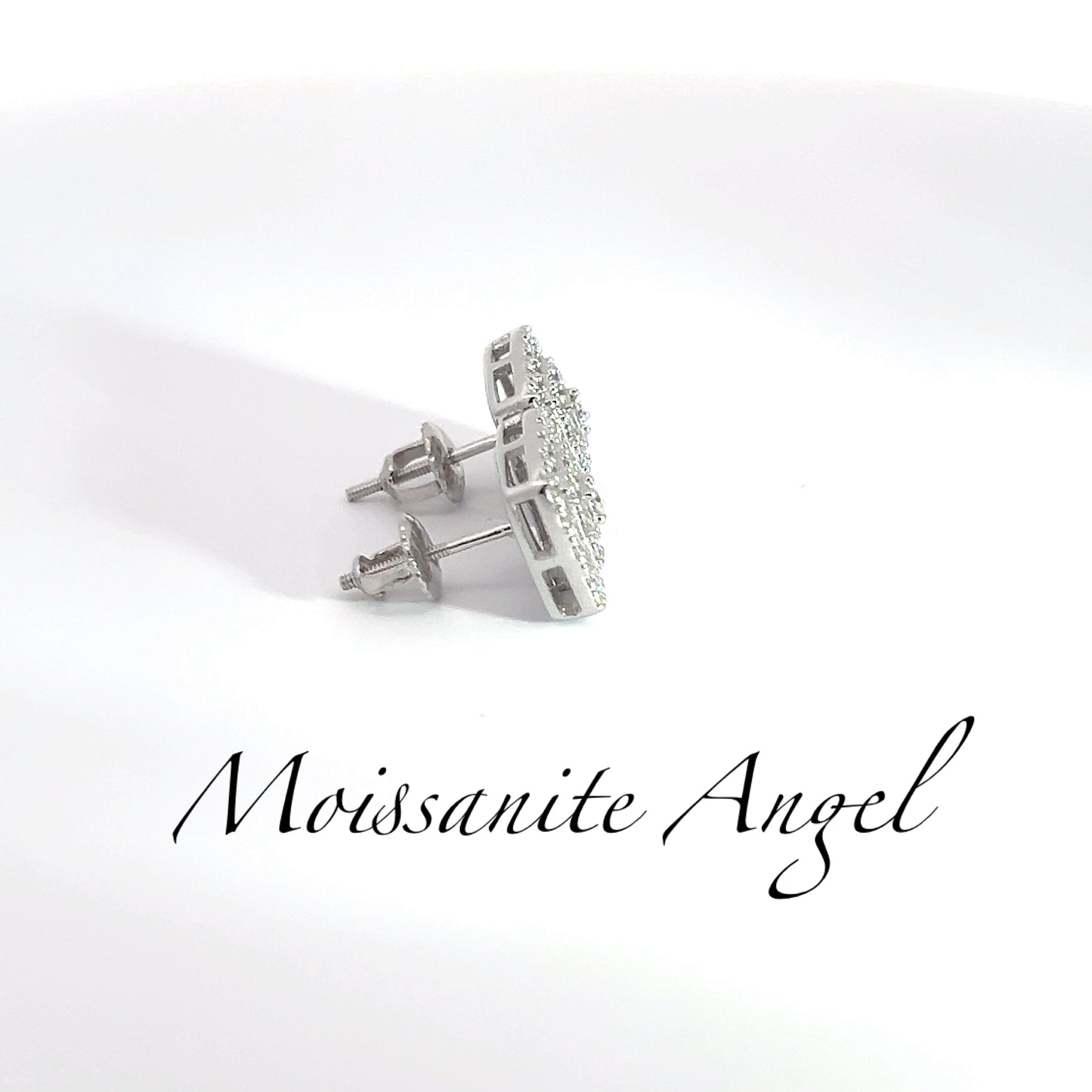 Moissanite square cluster set earrings