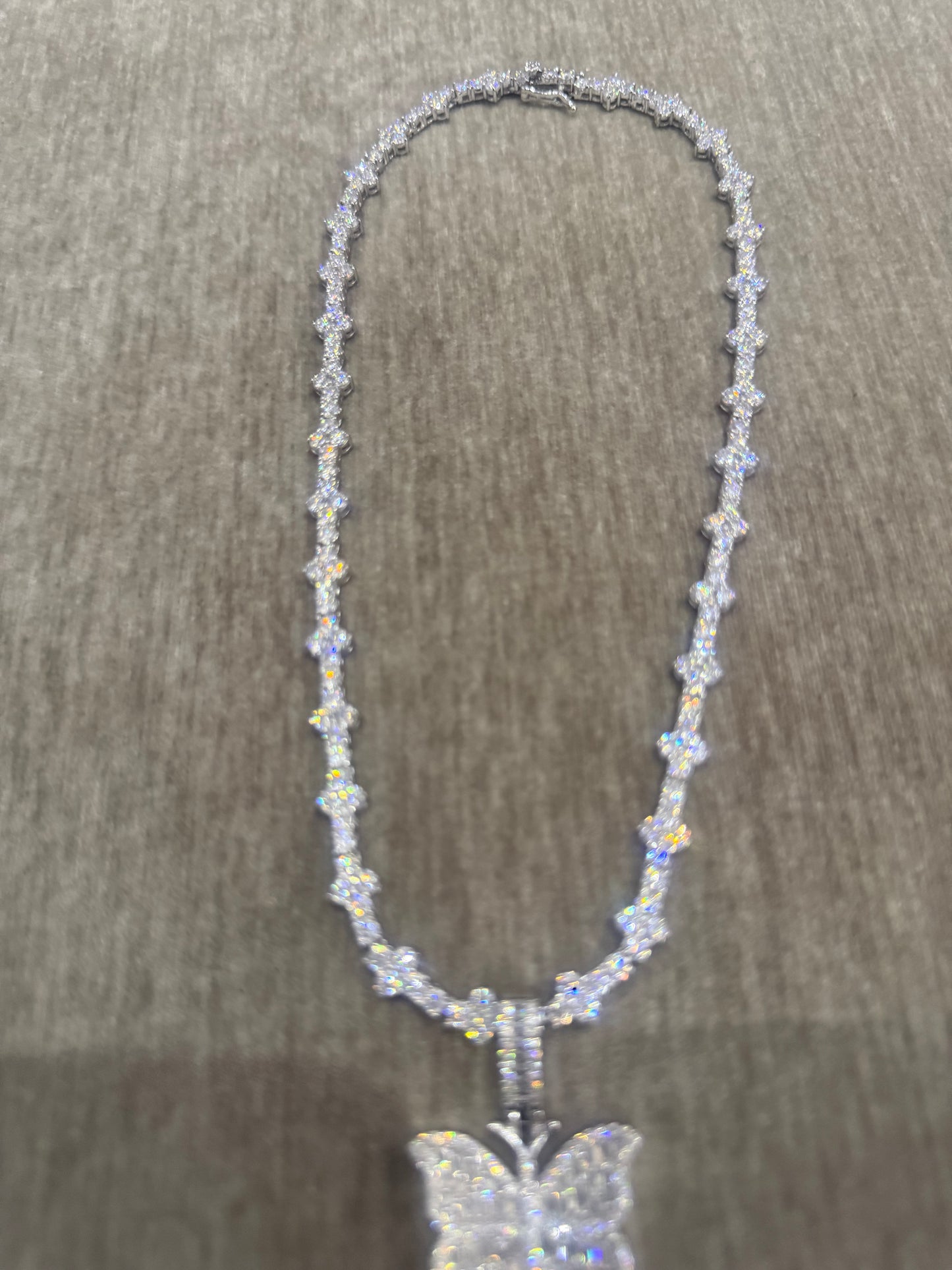 The Butterfly Moissanite tennis chain pendant Combo