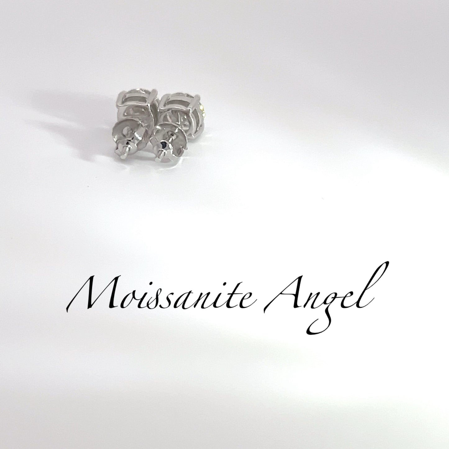 Moissanite Earrings Studs 1 Carat each ear  (6.5mm) Round Brilliant cut