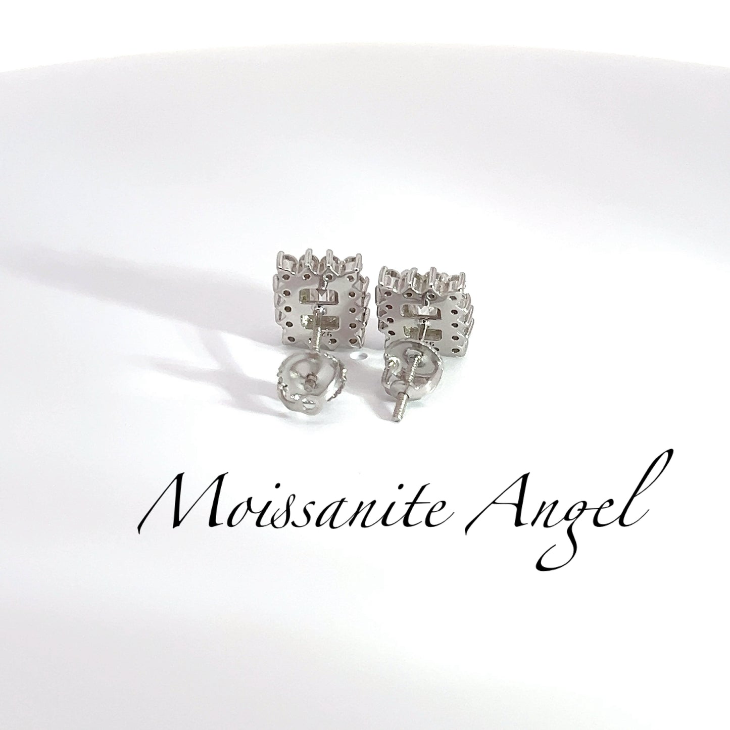 Fancy Emerald cut style Moissanite earrings