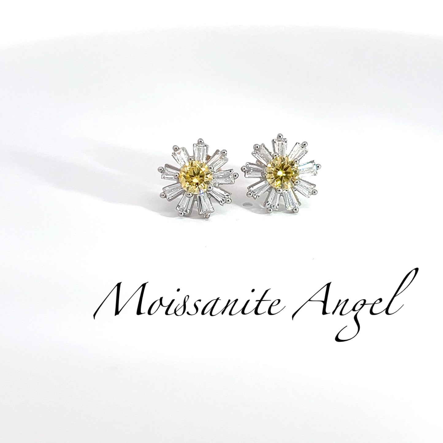 Yellow flower moissanite earrings