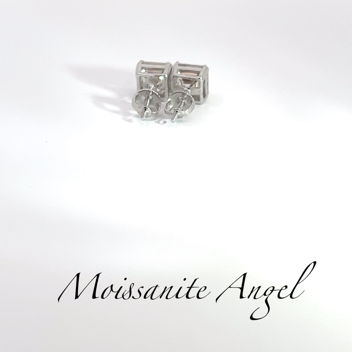 Moissanite Earrings Asscher Cut studs  4 CTW