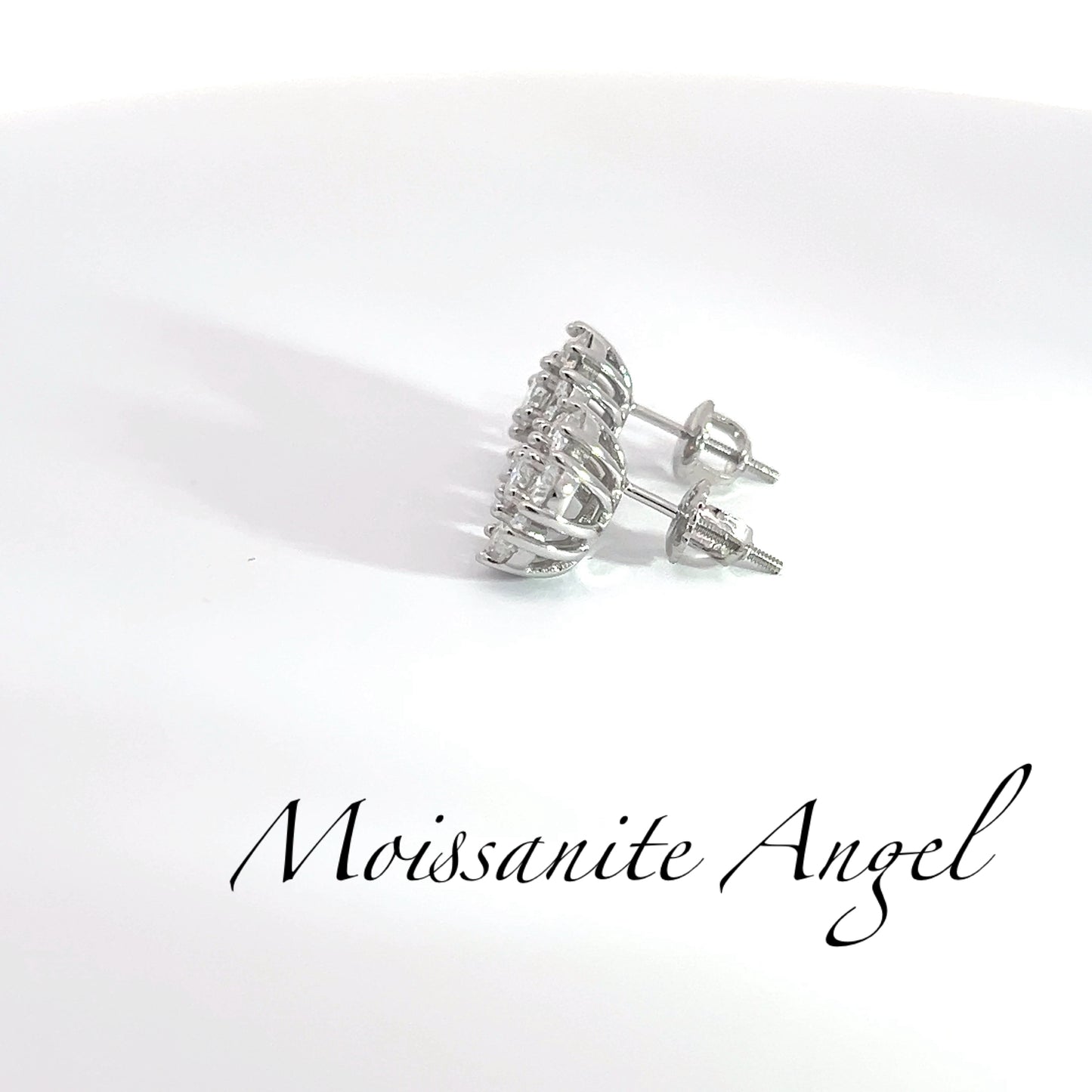 10mm Moissanite earrings flower cluster style studs