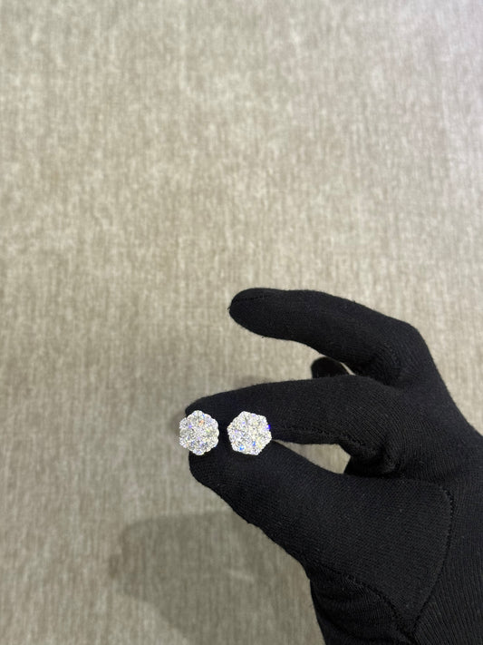 Moissanite earrings Snowflake Cluster studs VVS1 Quality 11mm