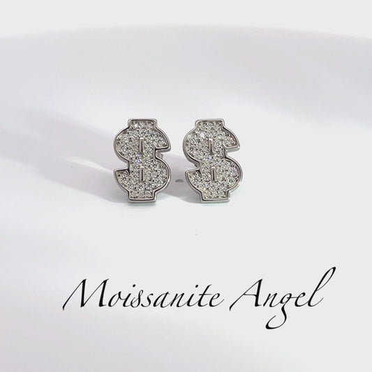 Moissanite earrings dollar sign style