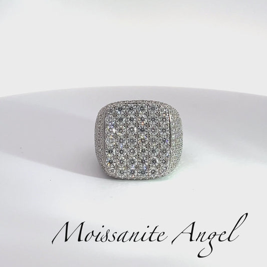 Fancy Mens 925 silver ring, fully iced out Moissanite ring , 10.96 carats VVS1 quality moissanite stones