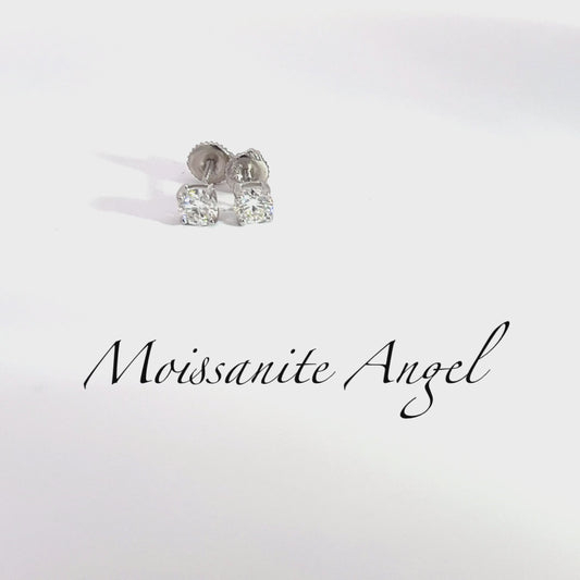 Moissanite Earrings Studs 0.5 Carat each ear  (5mm) Round Brilliant cut