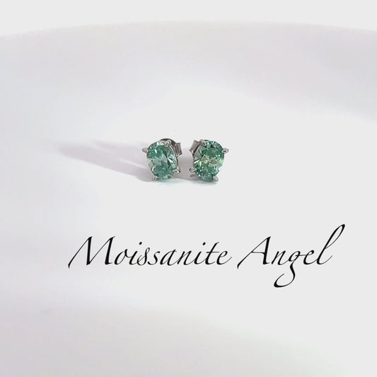 Green Oval moissanite earrings 2CTW