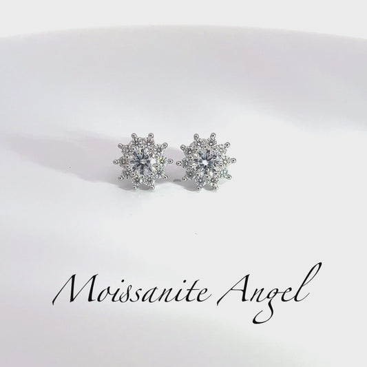 Moissanite star halo earrings