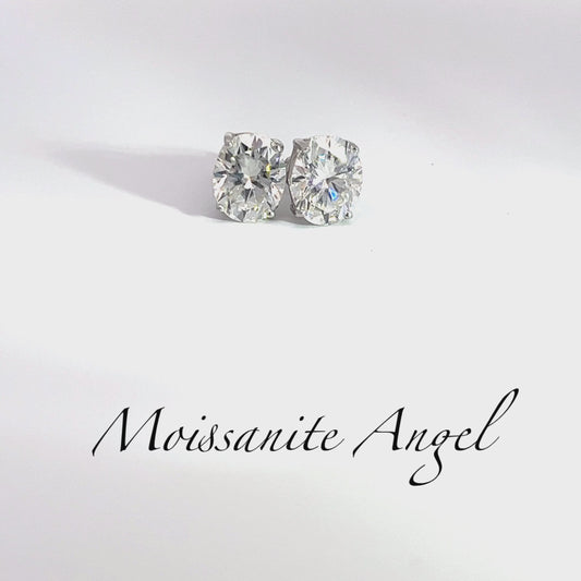 Moissanite Oval shaped earrings 4 Carat total weight studs