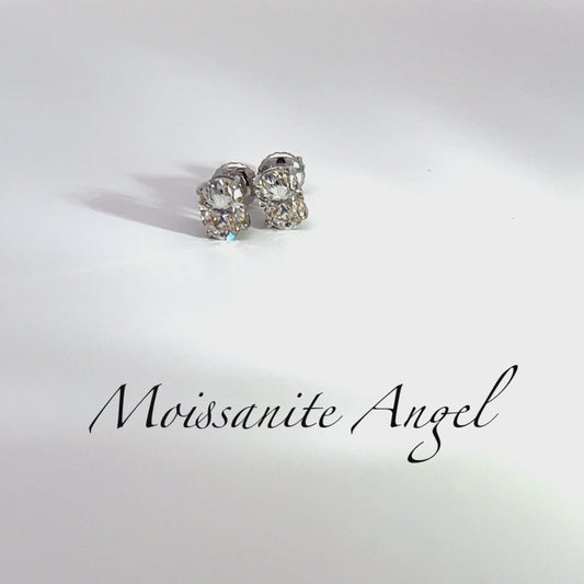 moissanite earrings 2 CTW oval shaped brilliant cut studs