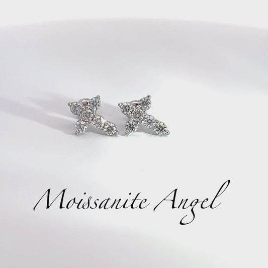 Moissanite Earrings Cross style studs