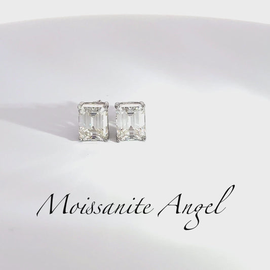 Moissanite Emerald cut stud earrings