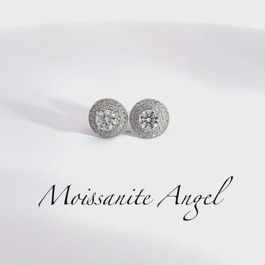 10mm moissanite studs double halo earrings