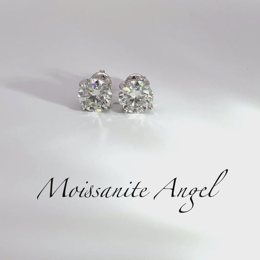 Moissanite earrings studs 4 CTW brilliant cut round 8mm