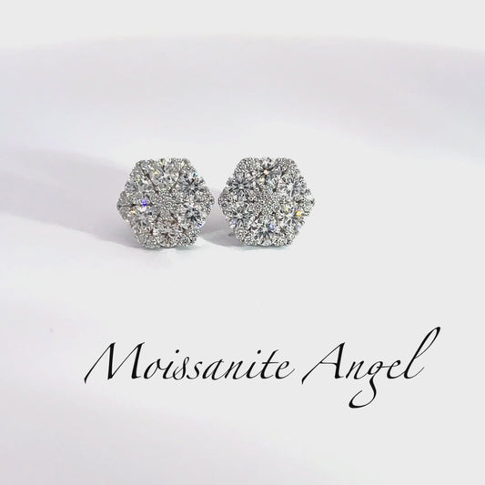 Moissanite earrings Snowflake Cluster studs VVS1 Quality 11mm