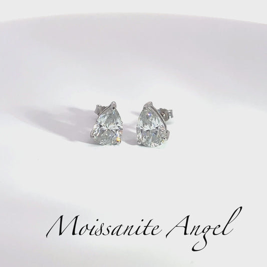 Gorgeous 4 Carat total weight Moissanite Pear Shape Stud Earrings