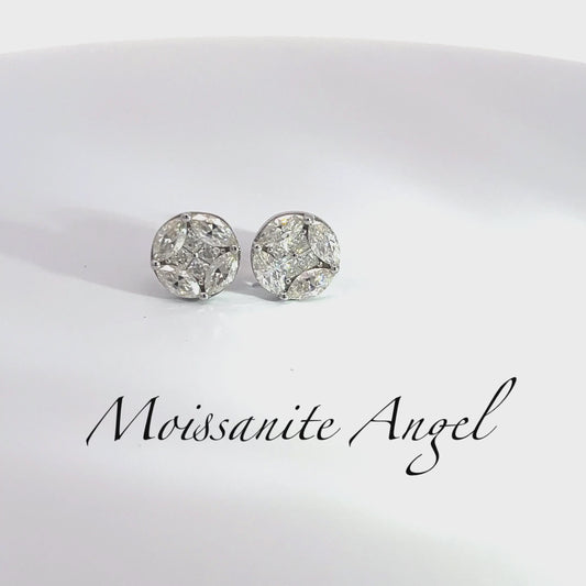 Moissanite studs Precious Set style earrings 10mm