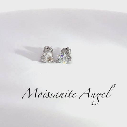 Moissanite Earrings Studs Heart Shaped earrings